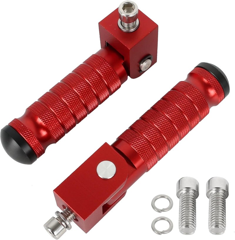 MOCODUO Motorcycle M8 Universal Foot Pegs CNC Foldable & Anti-Skid 90 Degree Motorbike Pegs Fits for Super 73, Motorcycle, Bicycle, Mini Bike, Electric Motor, ATVs, UTVs, Go Karts, Quads, Scooters Red - Image 1